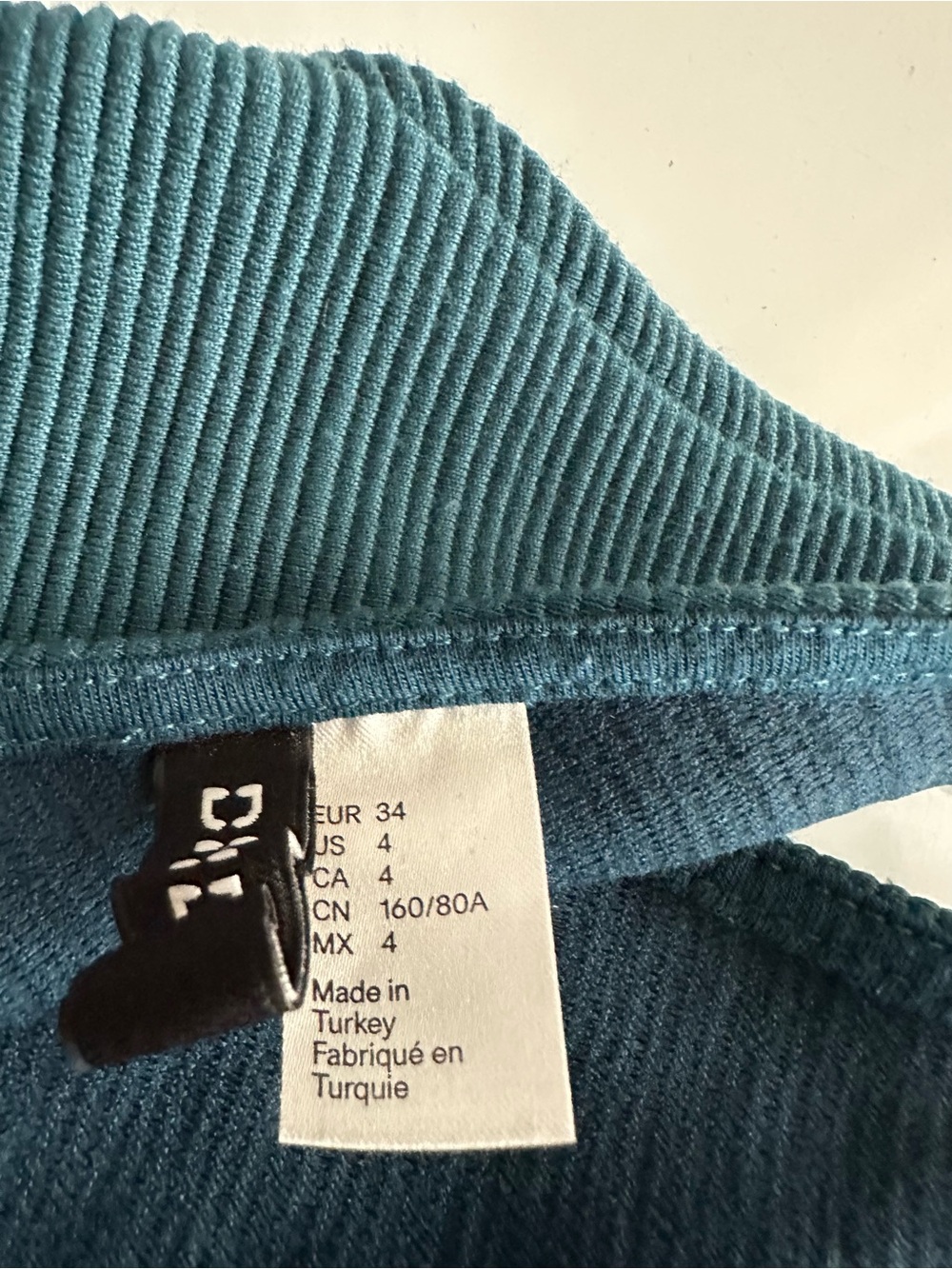 H&M Peplum Mini Dress Ribbed Solid Teal Jewel Green Size 4 S Sleeveless - Picture 5 of 5